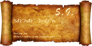 Sáhó Irén névjegykártya