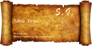 Sáhó Irén névjegykártya